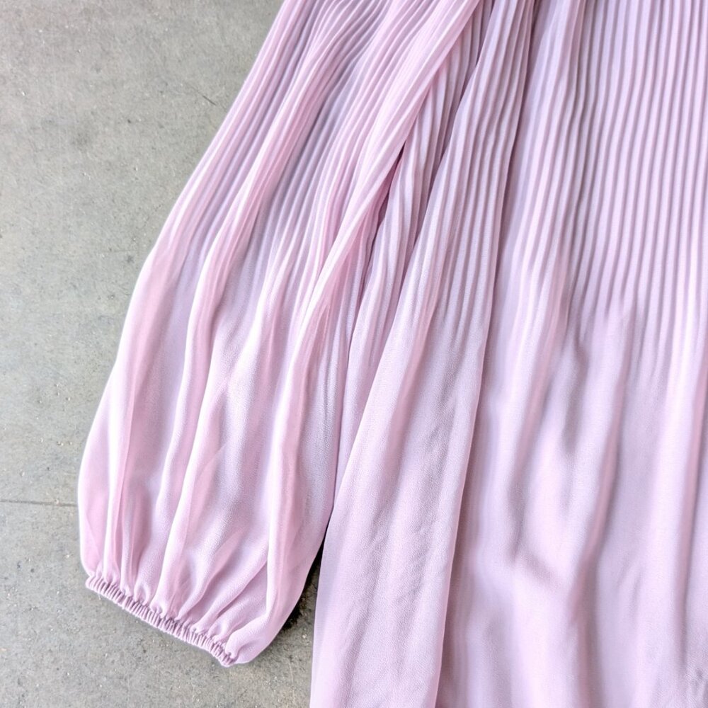 Aritzia Wilfred Daydreamer Mini Dress Long Sleeve Pleated Lavender Purple medium - Picture 4 of 9